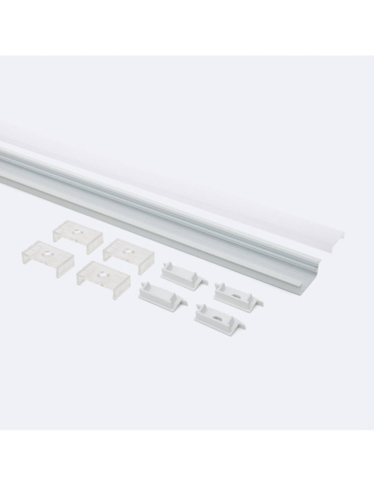 Profilé Aluminium Encastré avec Capot Continu pour Double Ruban LED jusqu'à 18 mm