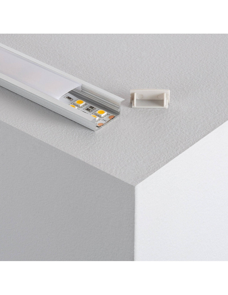 Profilé Aluminium Encastré avec Capot Continu pour Double Ruban LED jusqu'à 18 mm