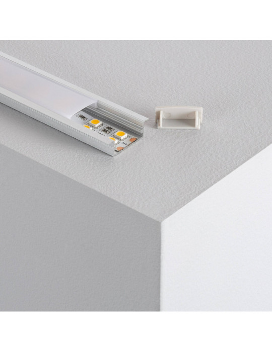 Profilé Aluminium Encastré avec Capot Continu pour Double Ruban LED jusqu'à 18 mm