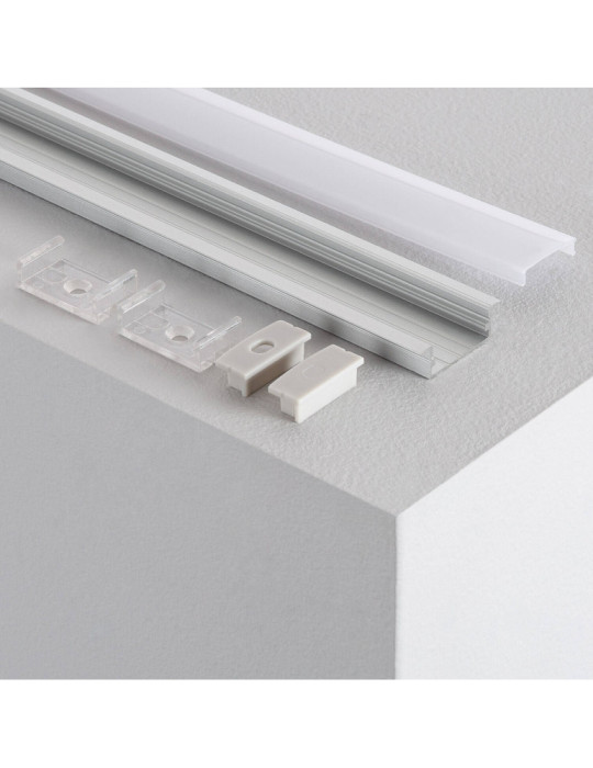 Profilé Aluminium Encastré avec Capot Continu pour Double Ruban LED jusqu'à 18 mm