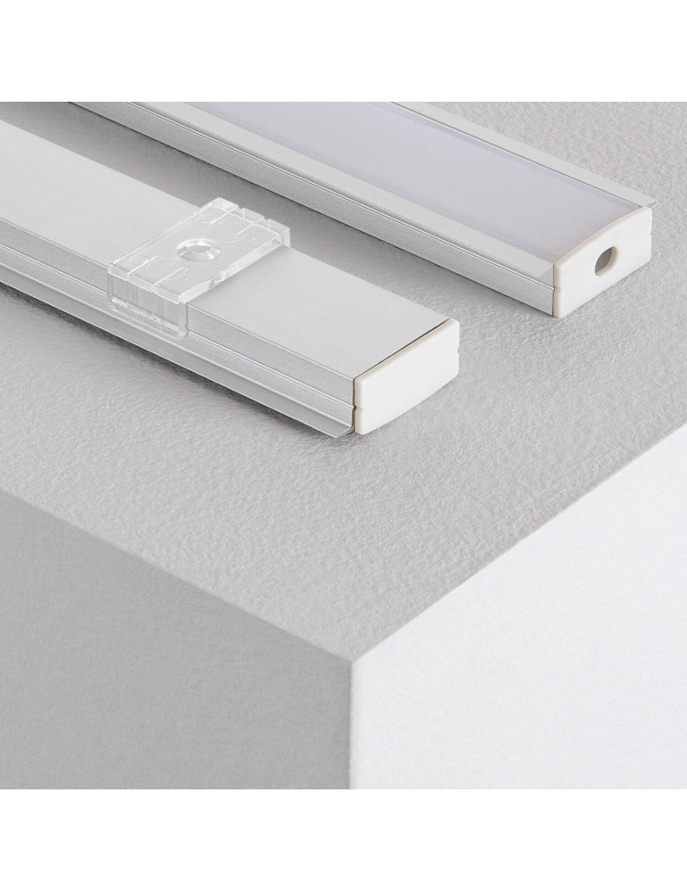 Profilé Aluminium Encastré avec Capot Continu pour Double Ruban LED jusqu'à 18 mm
