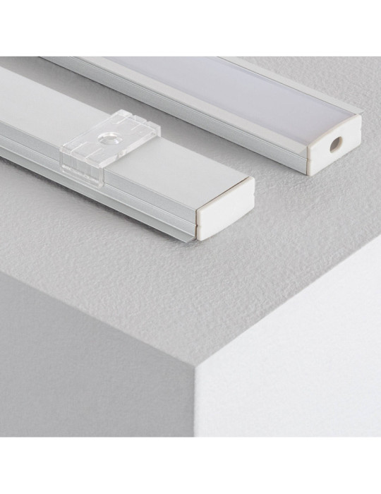 Profilé Aluminium Encastré avec Capot Continu pour Double Ruban LED jusqu'à 18 mm