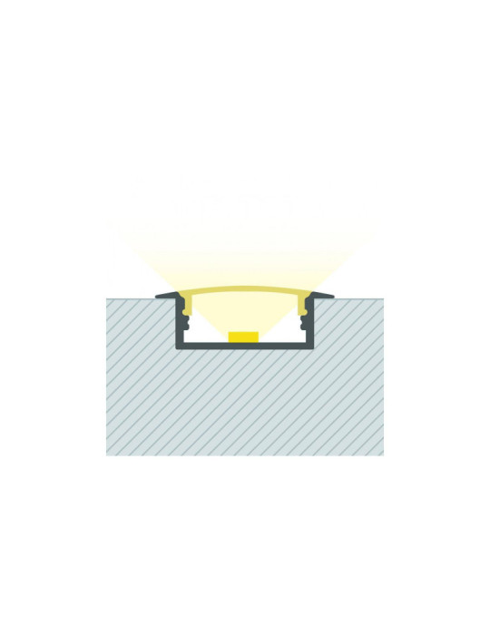 Profilé Aluminium Encastré avec Capot Continu pour Double Ruban LED jusqu'à 18 mm