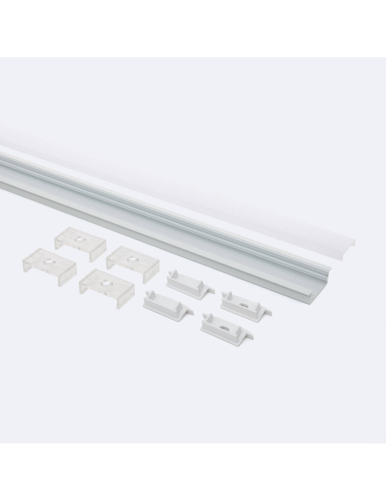 Profilé Aluminium Encastré avec Capot Continu pour Double Ruban LED jusqu'à 18 mm