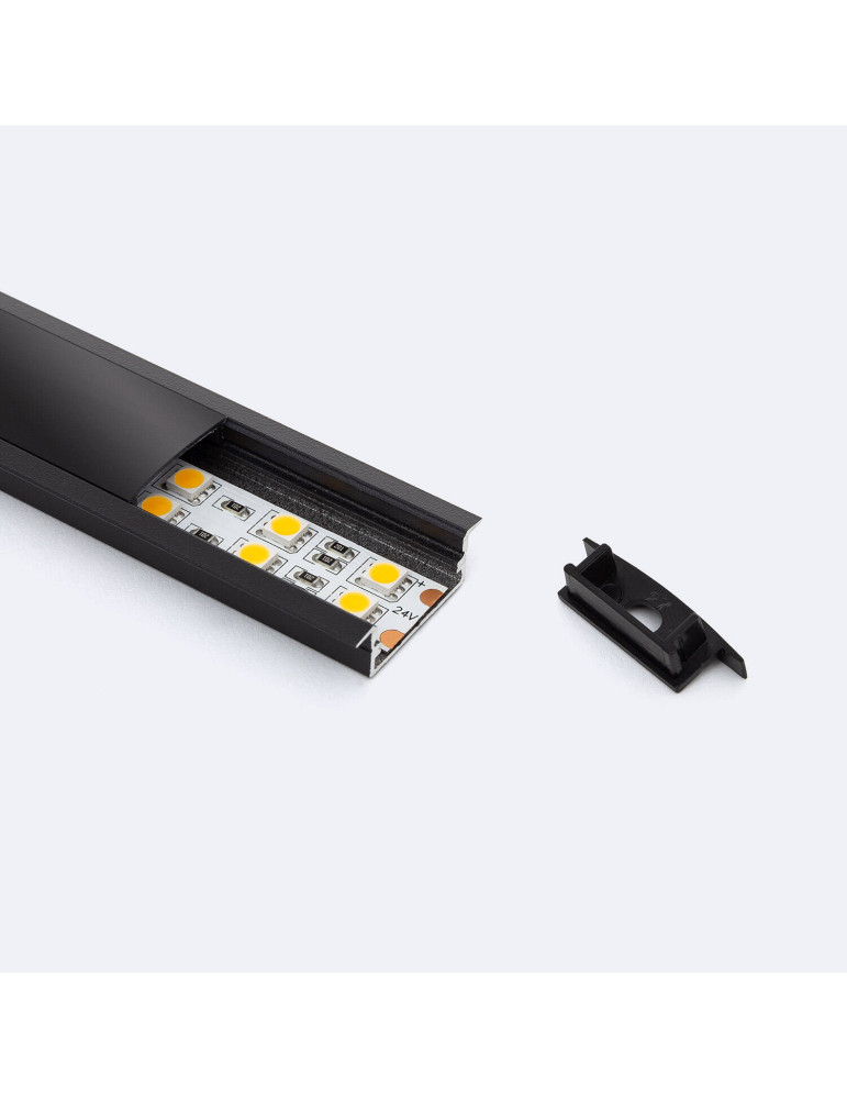 Profilé Aluminium Encastré avec Capot Continu pour Double Ruban LED jusqu'à 18 mm