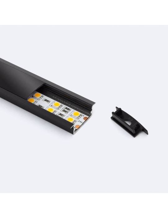 Profilé Aluminium Encastré avec Capot Continu pour Double Ruban LED jusqu'à 18 mm