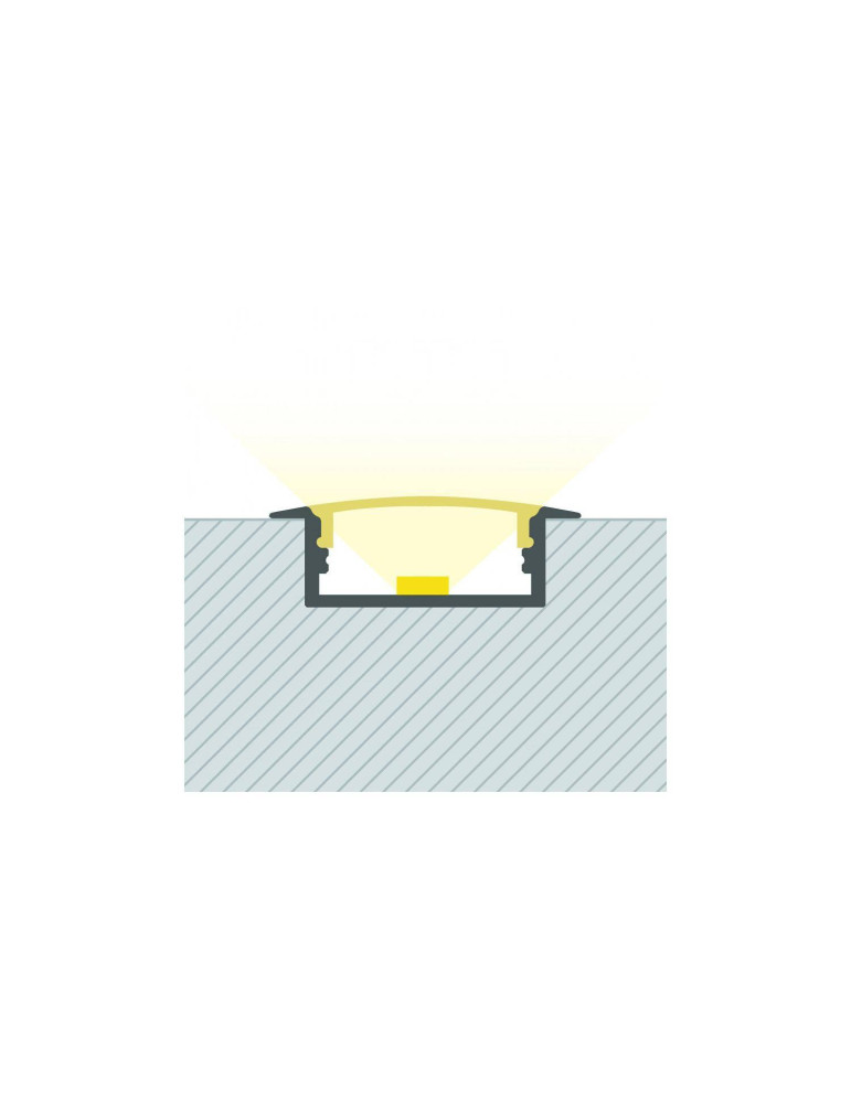 Profilé Aluminium Encastré avec Capot Continu pour Double Ruban LED jusqu'à 18 mm