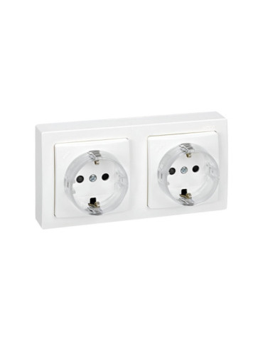 Prise Double Schuko Monobloc avec Dispositif de Sécurité SIMON 73 LOFT 73433