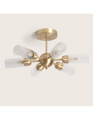 Plafonnier Métal et Verre 6 Spots Iraide