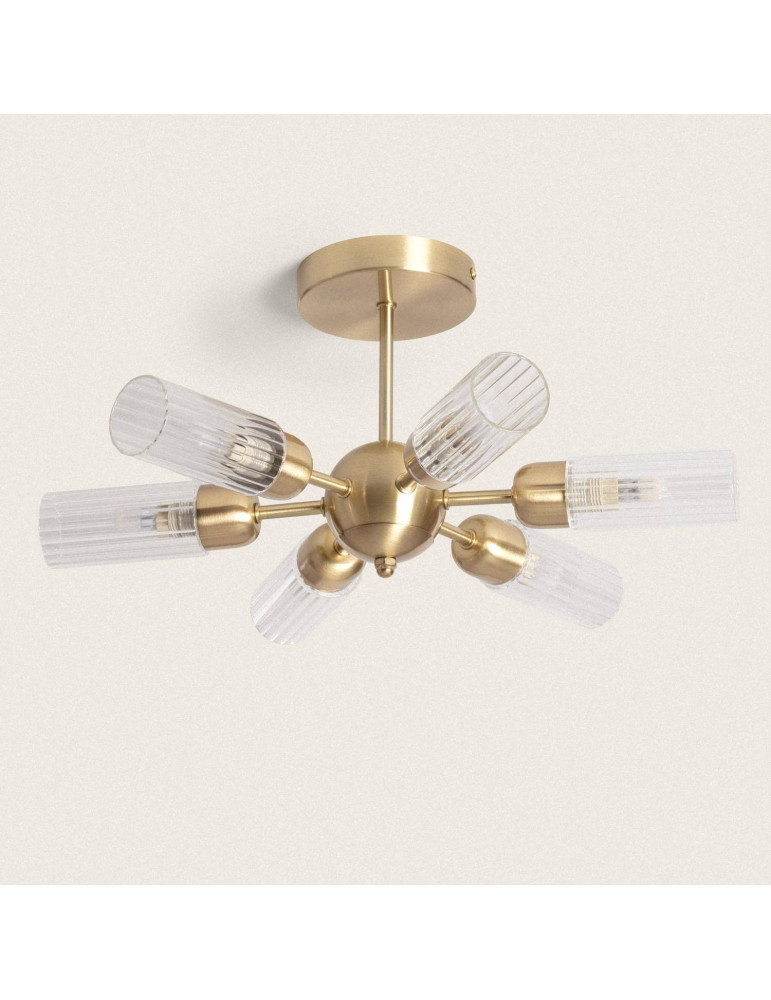 Plafonnier Métal et Verre 6 Spots Iraide