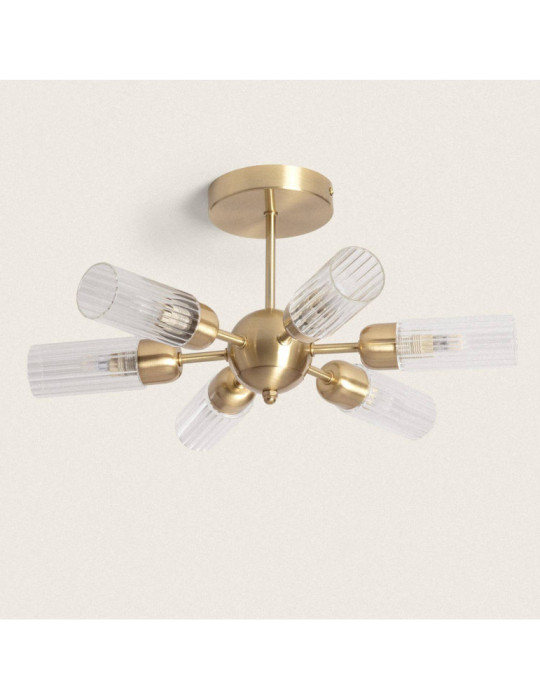 Plafonnier Métal et Verre 6 Spots Iraide