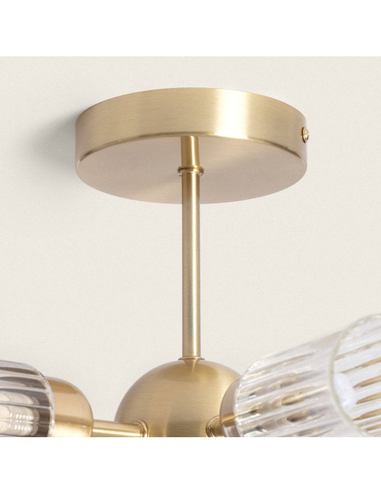 Plafonnier Métal et Verre 6 Spots Iraide