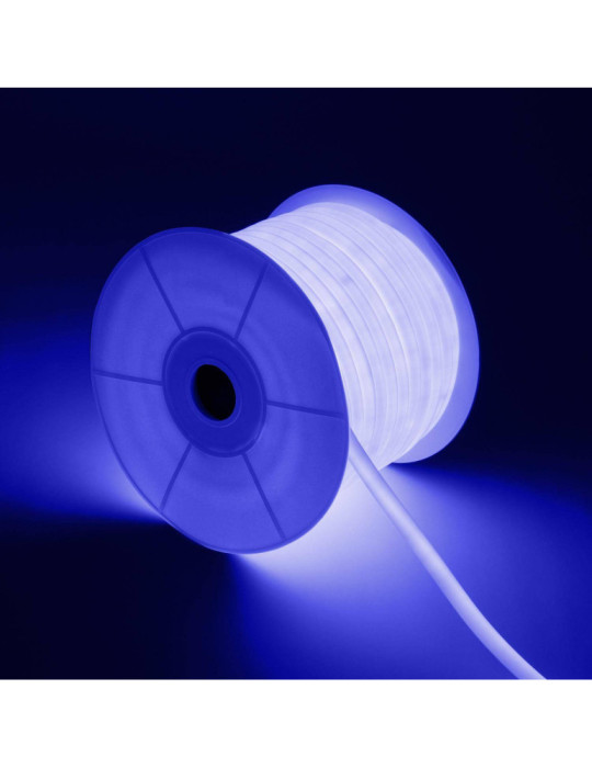 Bobine Néon LED Flexible 360º Rond Dimmable 220V AC 120LED/m IP67 Bleue 50 Mètres sur Mesure Coupe Tous les 100cm