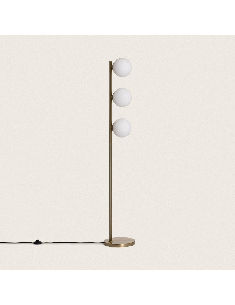 Lampadaire Métal et Verre Moonlight Brass 3 Spots