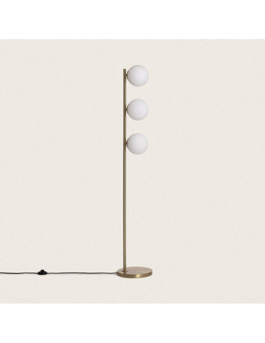 Lampadaire Métal et Verre Moonlight Brass 3 Spots
