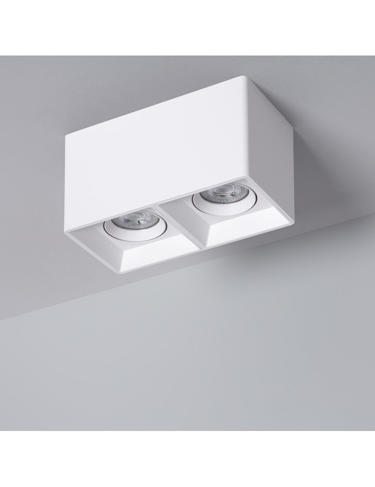 Plafonnier Space Carré Double Blanc avec Ampoule GU10 Plafonnier Space Carré Double Blanc avec Ampoule GU10