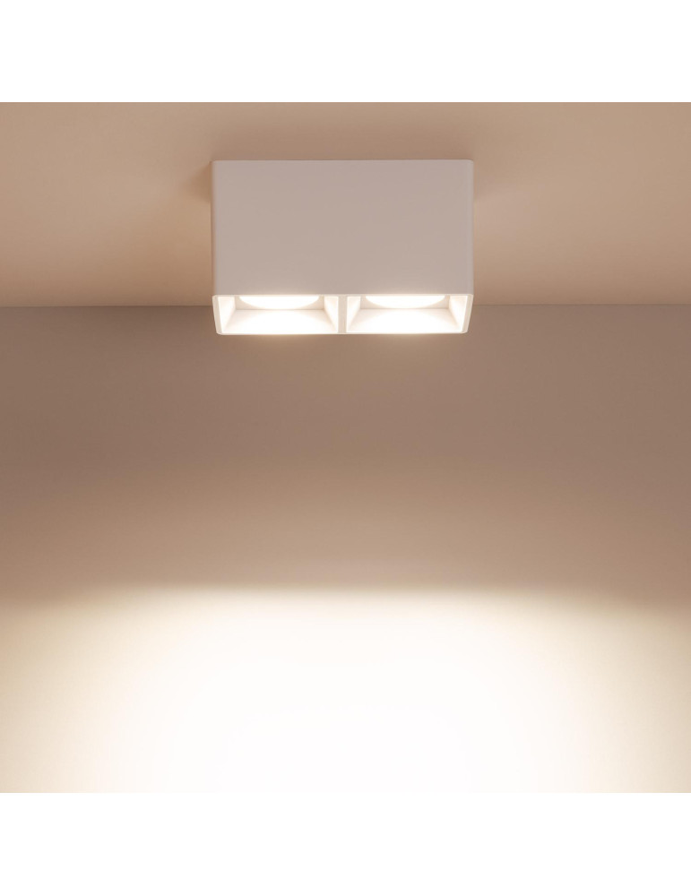 Plafonnier Space Carré Double Blanc avec Ampoule GU10
