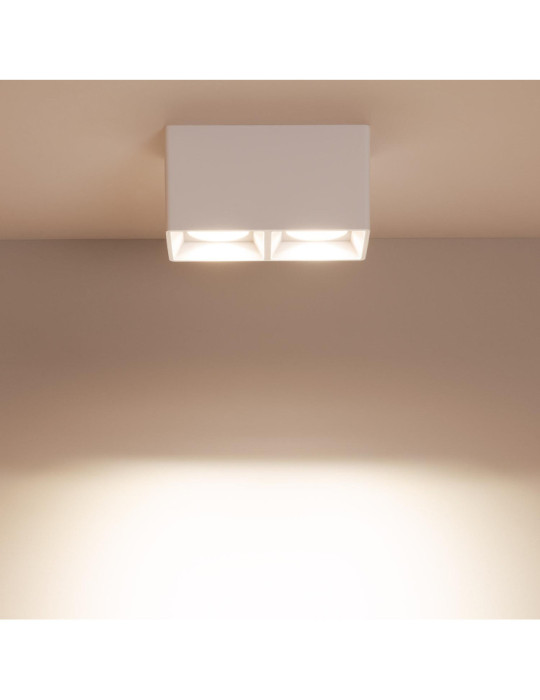 Plafonnier Space Carré Double Blanc avec Ampoule GU10