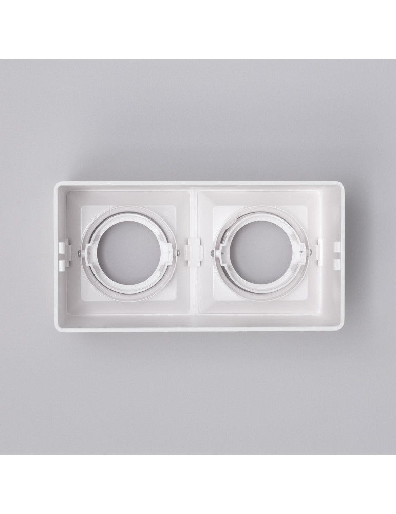 Plafonnier Space Carré Double Blanc avec Ampoule GU10