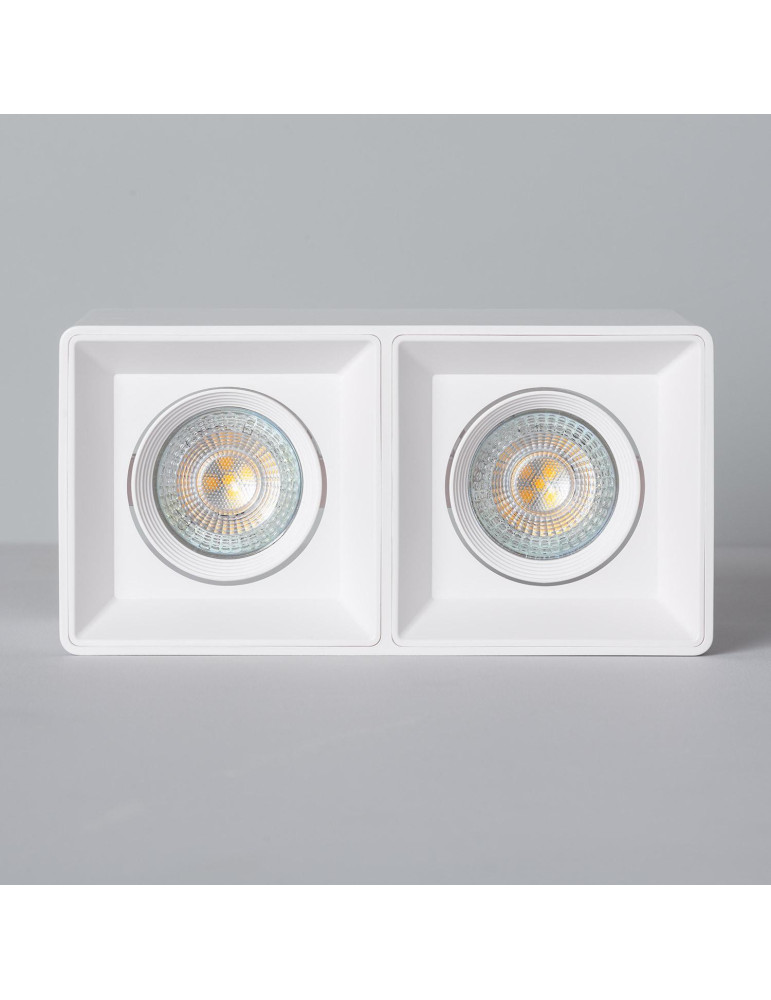 Plafonnier Space Carré Double Blanc avec Ampoule GU10