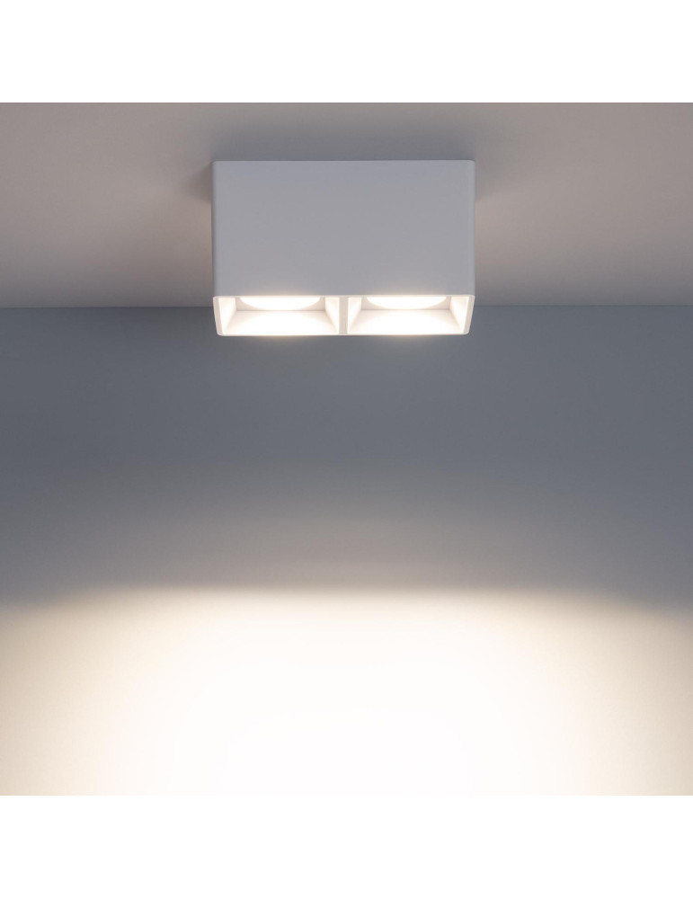 Plafonnier Space Carré Double Blanc avec Ampoule GU10