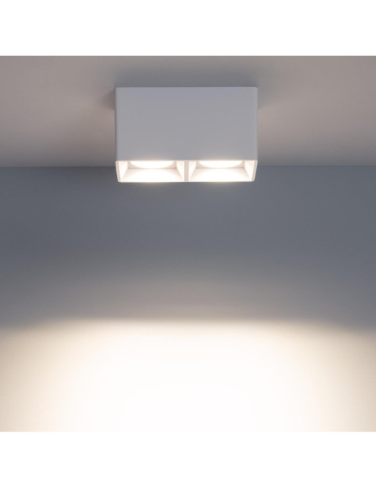 Plafonnier Space Carré Double Blanc avec Ampoule GU10