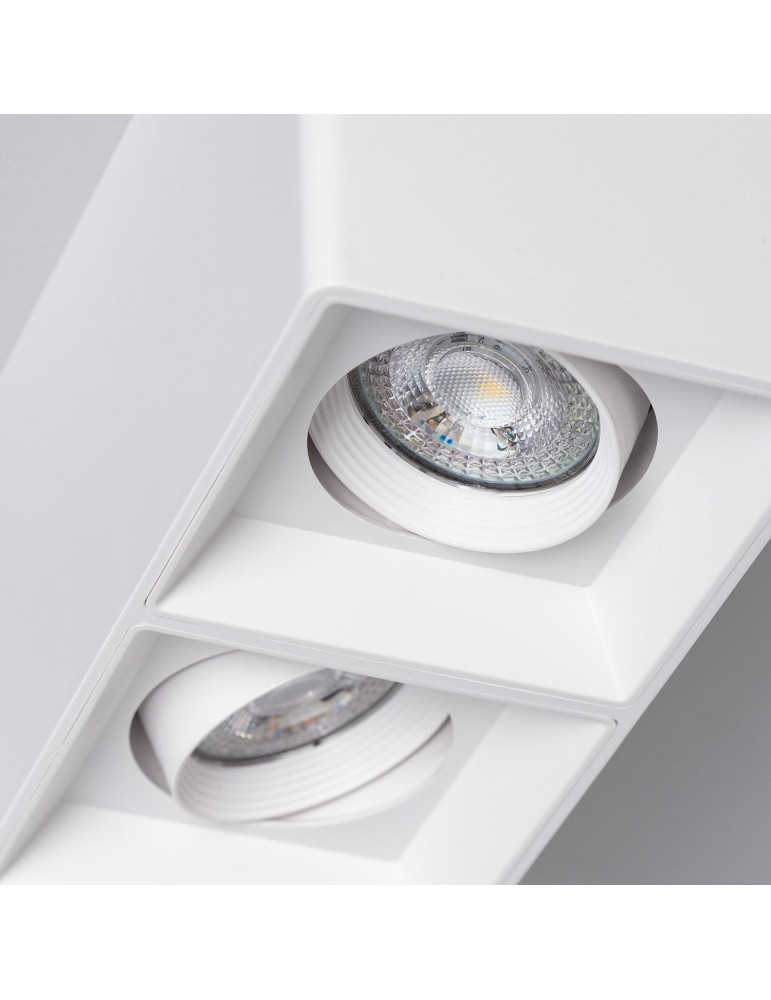 Plafonnier Space Carré Double Blanc avec Ampoule GU10