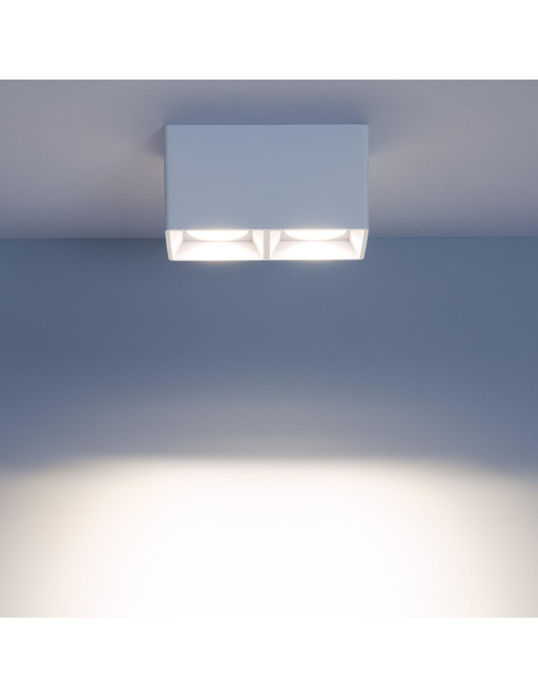 Plafonnier Space Carré Double Blanc avec Ampoule GU10