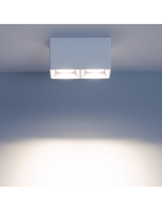 Plafonnier Space Carré Double Blanc avec Ampoule GU10