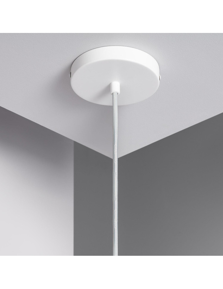 Support à Douille pour Suspension avec Câble Textile Blanc