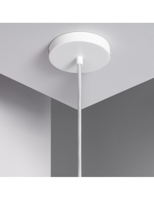 Support à Douille pour Suspension avec Câble Textile Blanc