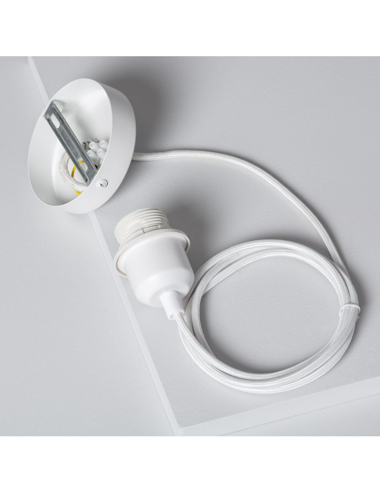 Support à Douille pour Suspension avec Câble Textile Blanc