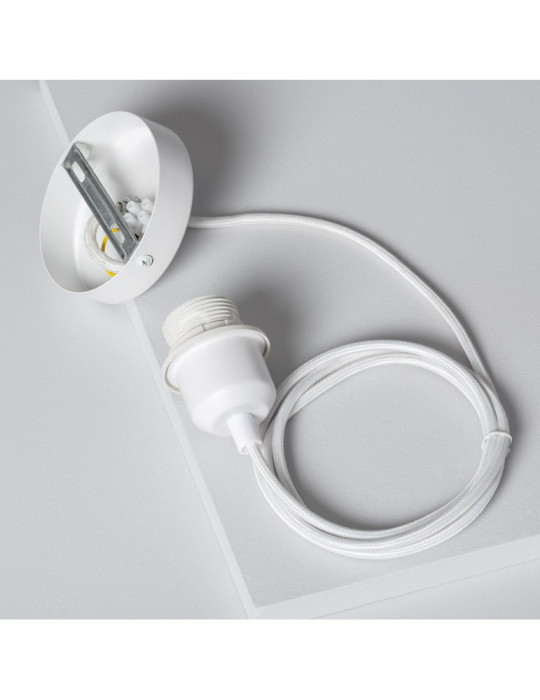 Support à Douille pour Suspension avec Câble Textile Blanc
