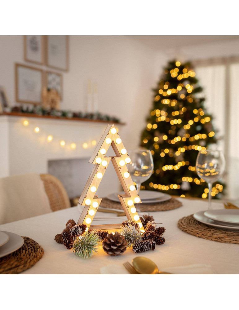 Sapin de Noël LED Bois à Piles Gaspar