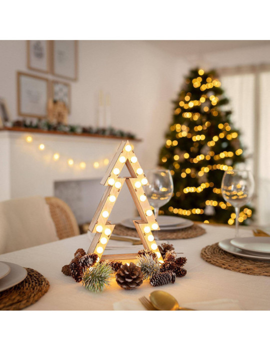 Sapin de Noël LED Bois à Piles Gaspar