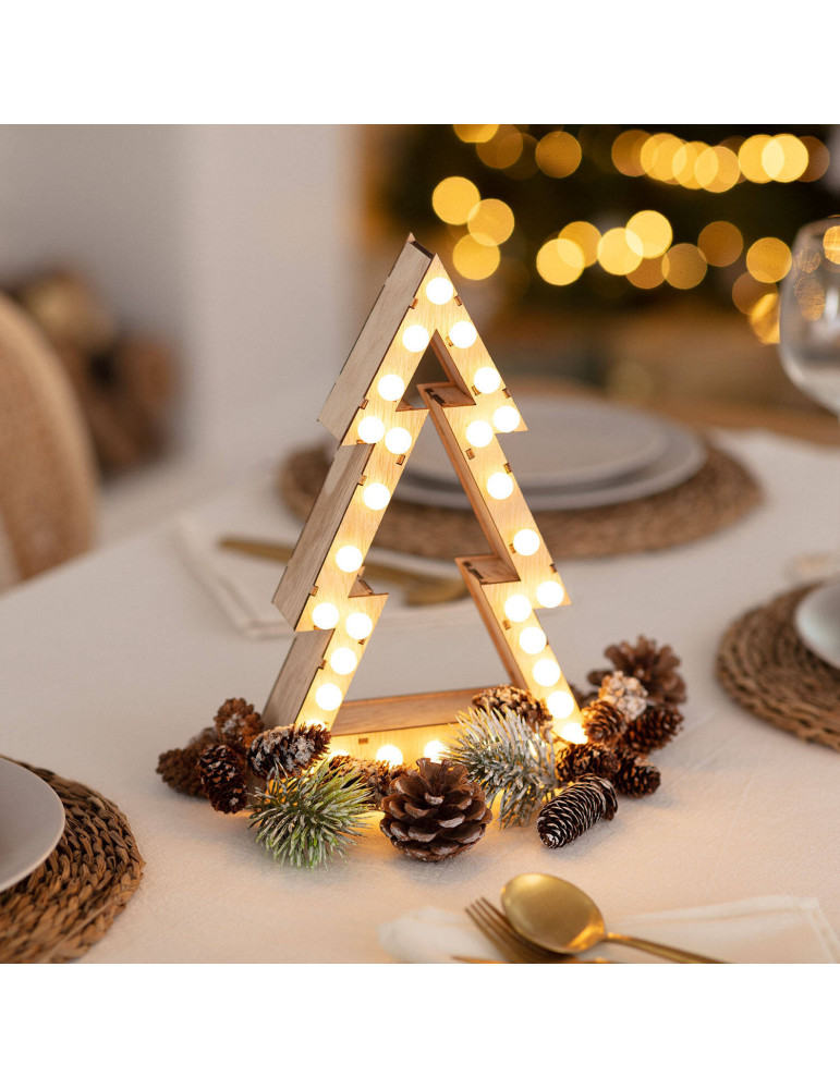 Sapin de Noël LED Bois à Piles Gaspar