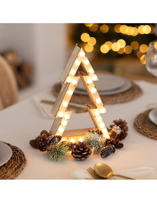Sapin de Noël LED Bois à Piles Gaspar