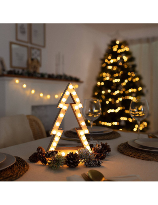 Sapin de Noël LED Bois à Piles Gaspar