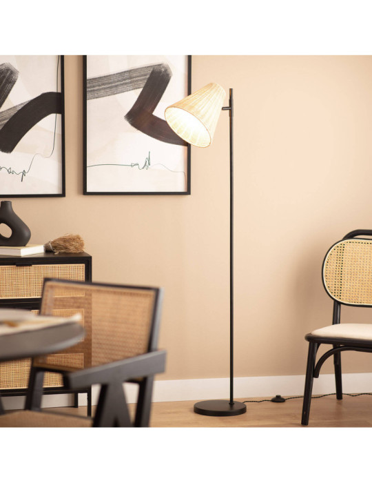 Lampadaire Métal et Rotin Cesto