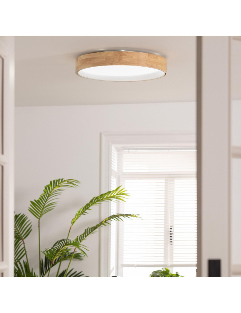 Plafonnier LED Rond Bois 30W CCT Sélectionnable Dari Ø570 mm