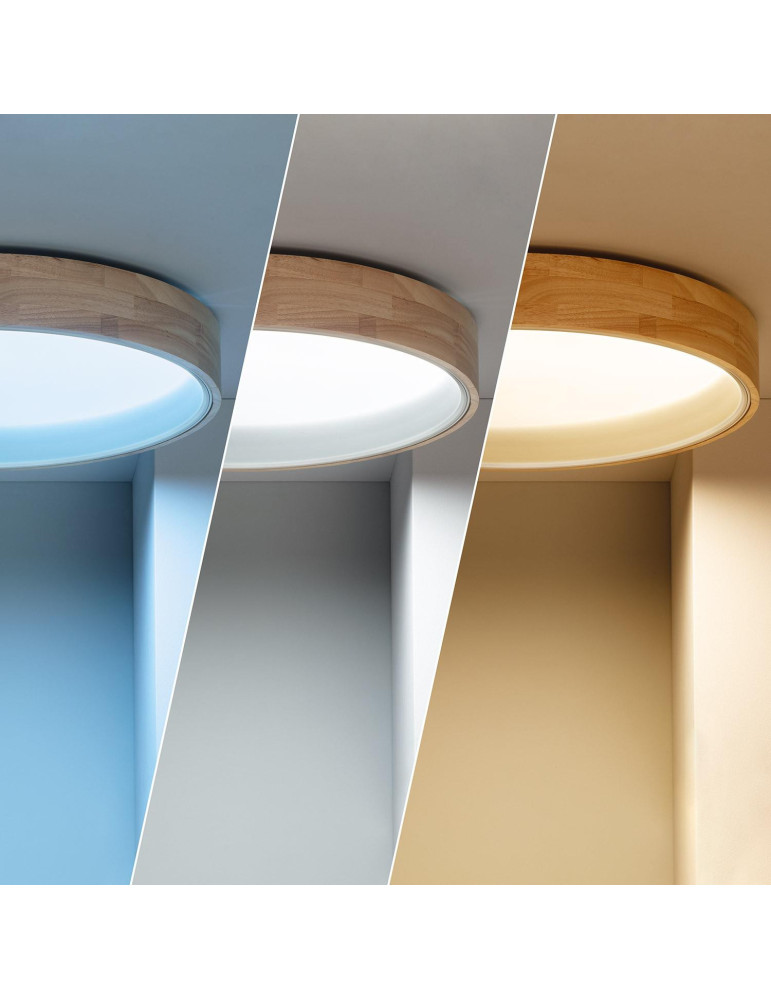 Plafonnier LED Rond Bois 30W CCT Sélectionnable Dari Ø570 mm