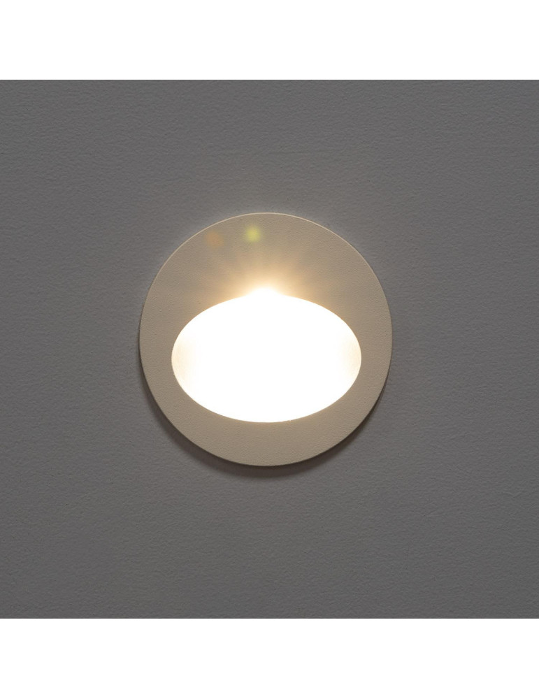Balise Extérieure Murale LED Encastrable 3W Ronde Coney Blanche