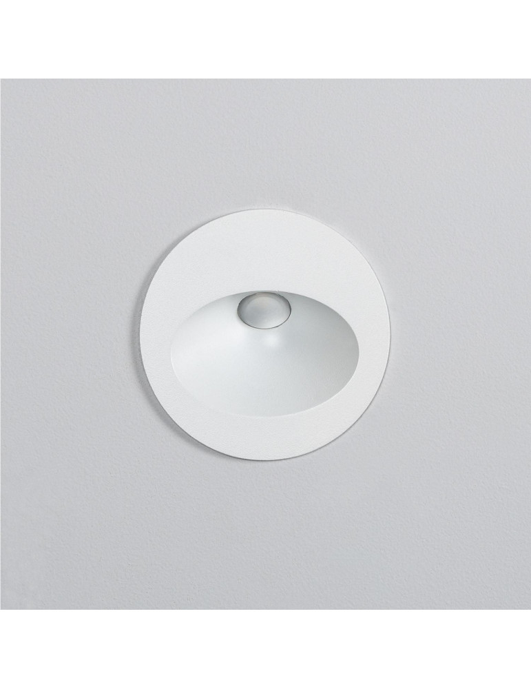 Balise Extérieure Murale LED Encastrable 3W Ronde Coney Blanche