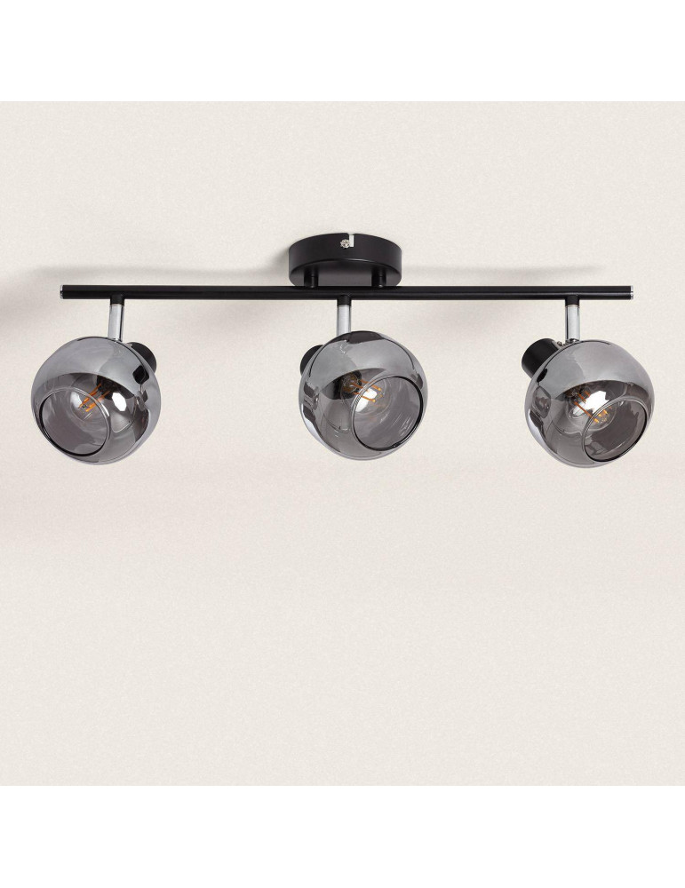 Plafonnier Orientable Métal et Verre 3 Spots Romsy