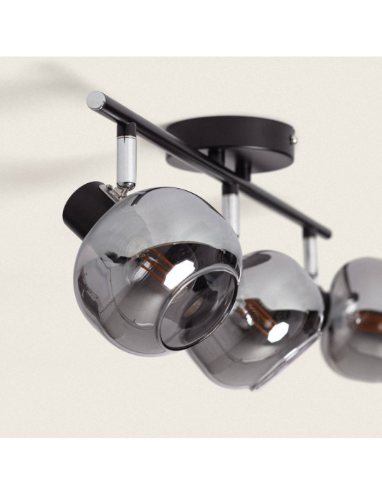 Plafonnier Orientable Métal et Verre 3 Spots Romsy