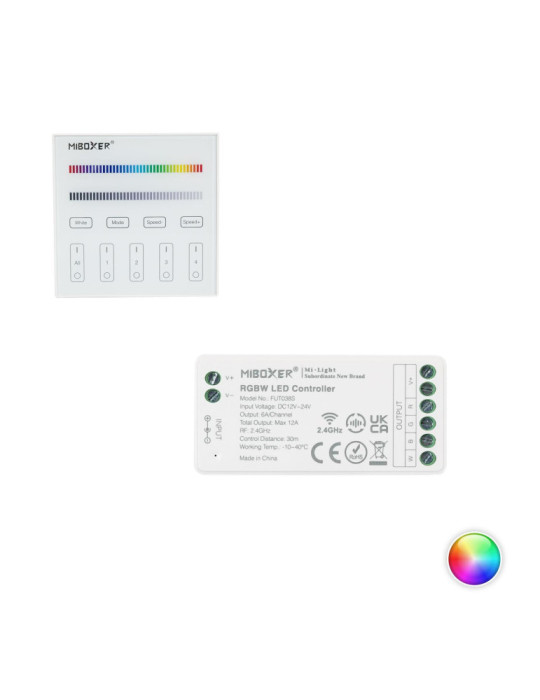Contrôleur Variateur RGBW 12/24V DC + Télécommande RF 4 Zones MiBoxer