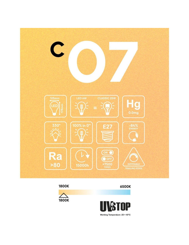 Ampoule LED Filament E27 5W 250 lm G125 Dimmable Creative-Cables DL700140