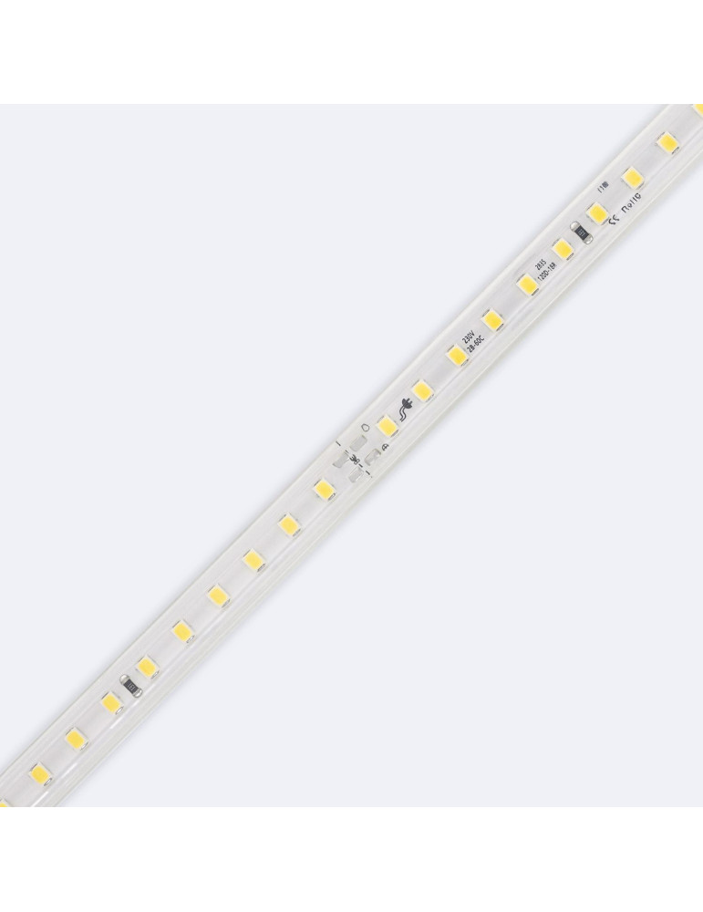 Ruban LED 220V SMD2835 120LED/m Blanc Très Chaud IP65 Largeur 12mm Coupe 100cm