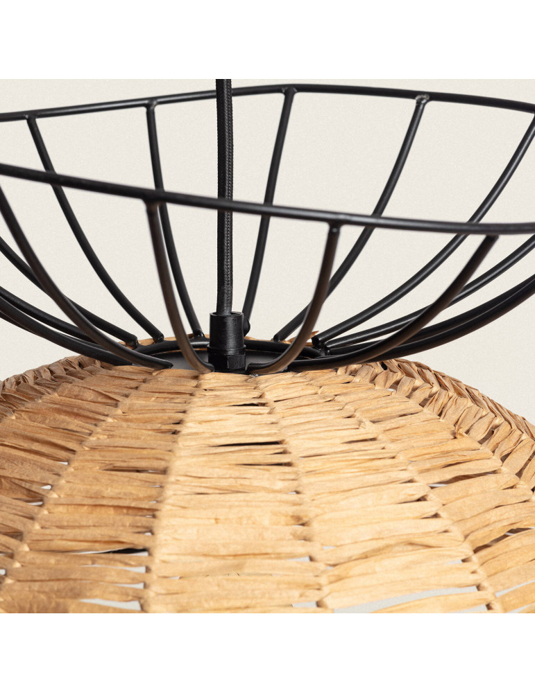 Suspension Métal et Rotin Tiaré