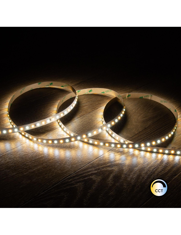 Ruban LED CCT 24V DC SMD2835 60LED/m 5m IP20 Largeur 10mm Coupe 5cm